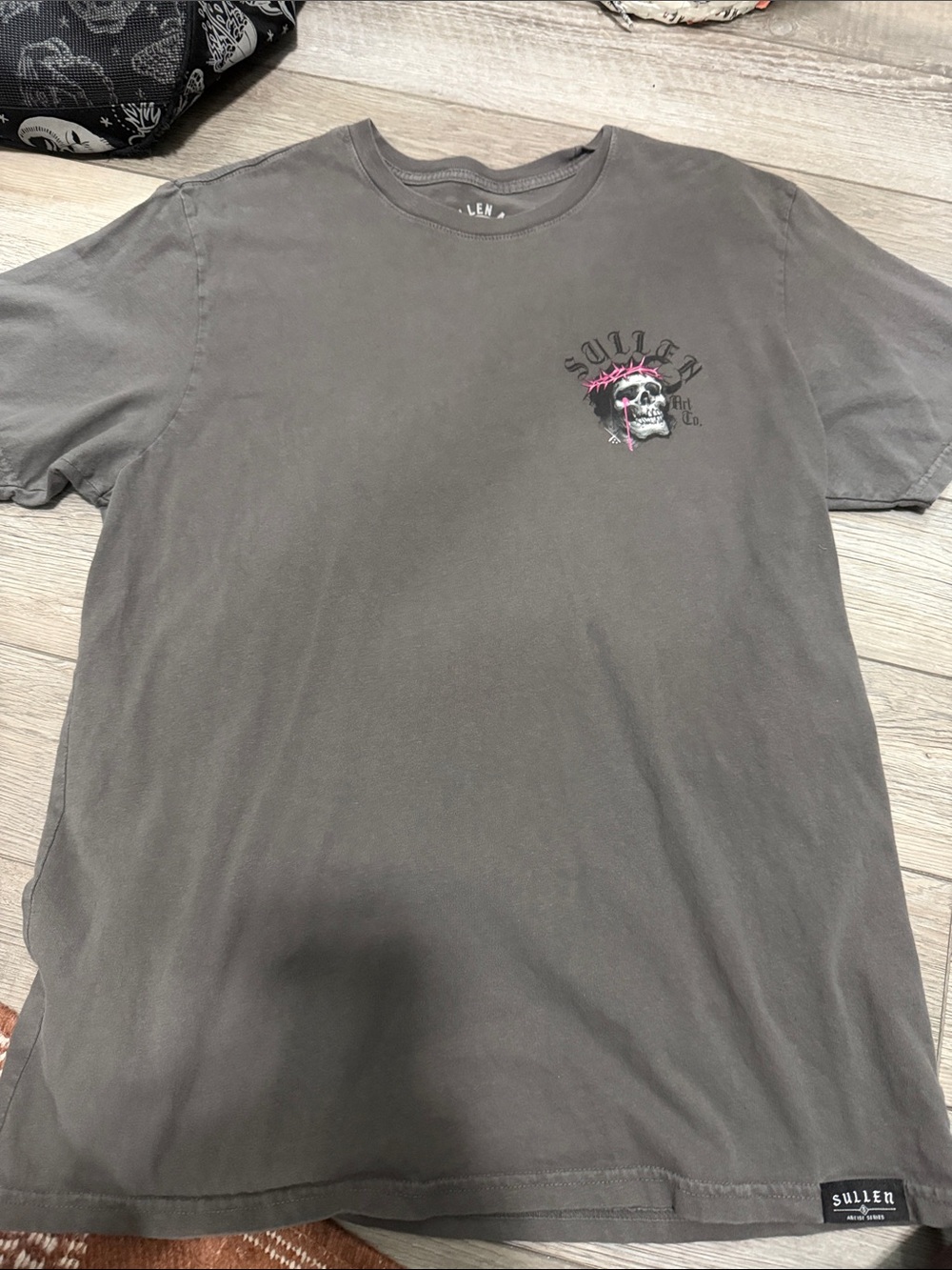 Sullen Short-Sleeve Graphic Tee in Charcoal with Pink Accents - Picture 2 of 4
